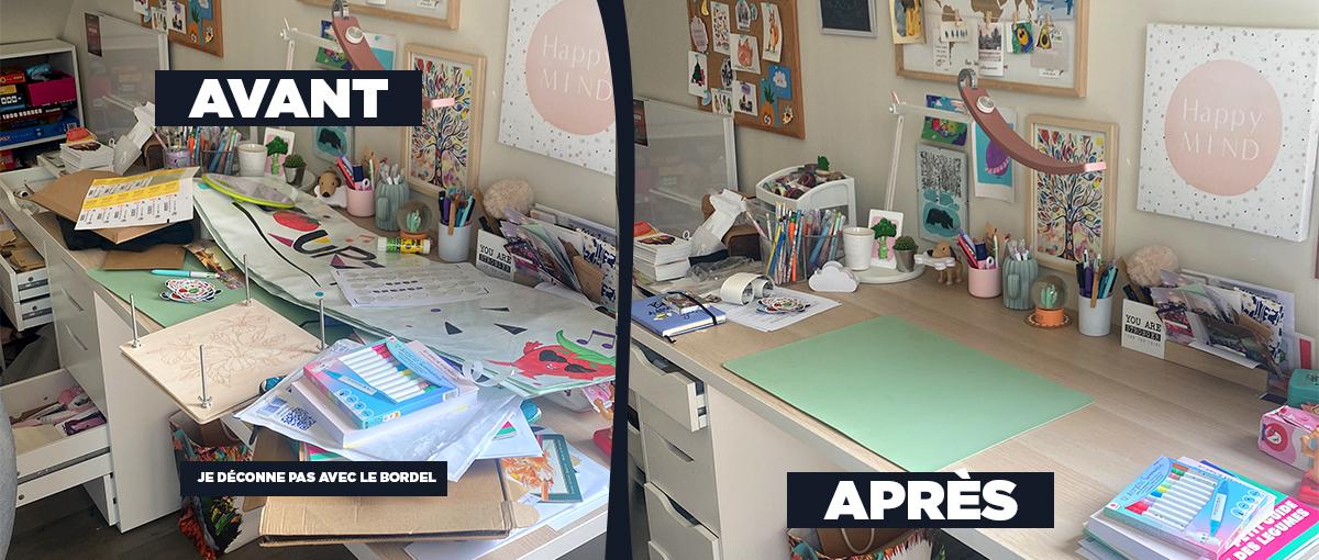 Rangement de l'espace de travail freelance