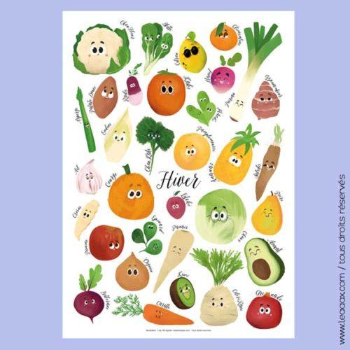 Calendrier Saisonnier Fruits & Légumes A4 - 101 Illustrations - Papier Recyclé - Perpétuel