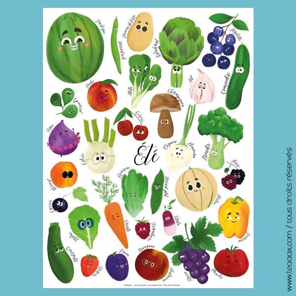 Affiche fruits et légumes d'été