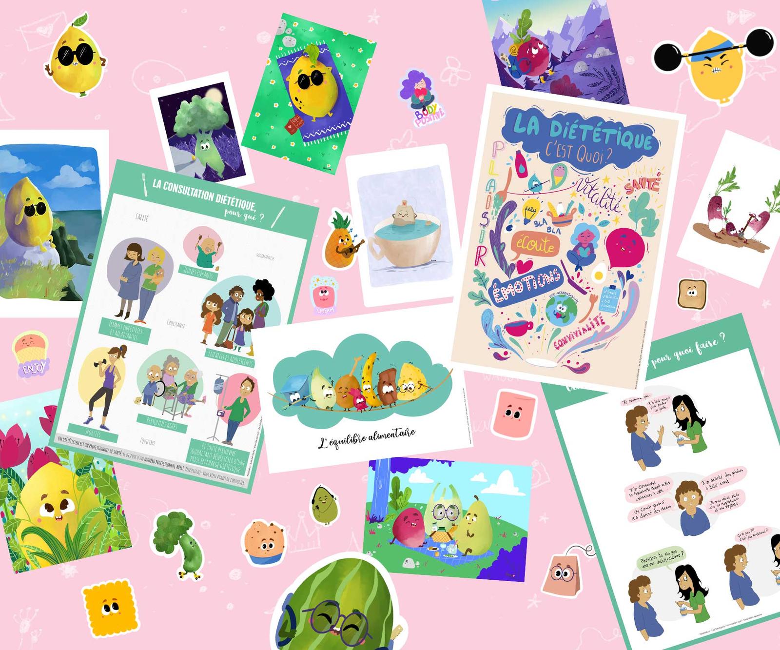 Léa del Aguila Graphiste illustratrice freelance et diététicienne nutritionniste, illustrations numériques nutrition et santé