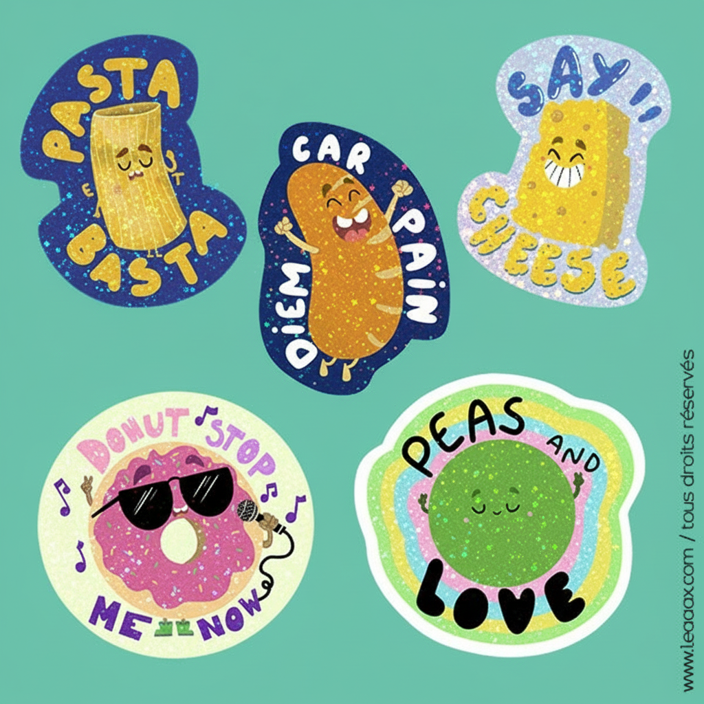 stickers holographiques food lovers pour journaling